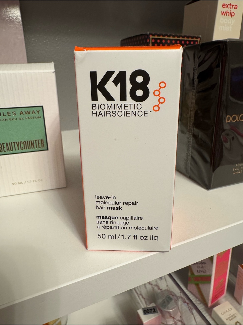 K18 Biomimetic Hairscience Leave-In Molecular Repair Hair Mask — White & Orange